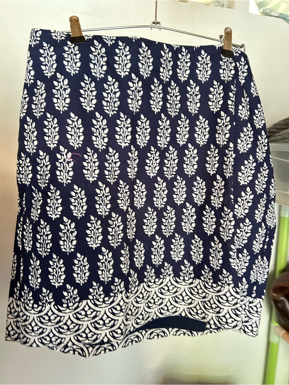 Talbots Navy and White Petite Printed Skirt